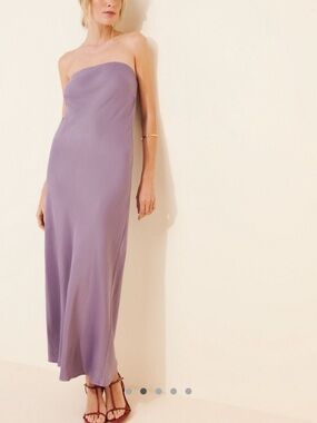 Tilda Strapless Slip Dress - Lavender Satin Anthropologie BHLDN Bridesmaid Gown